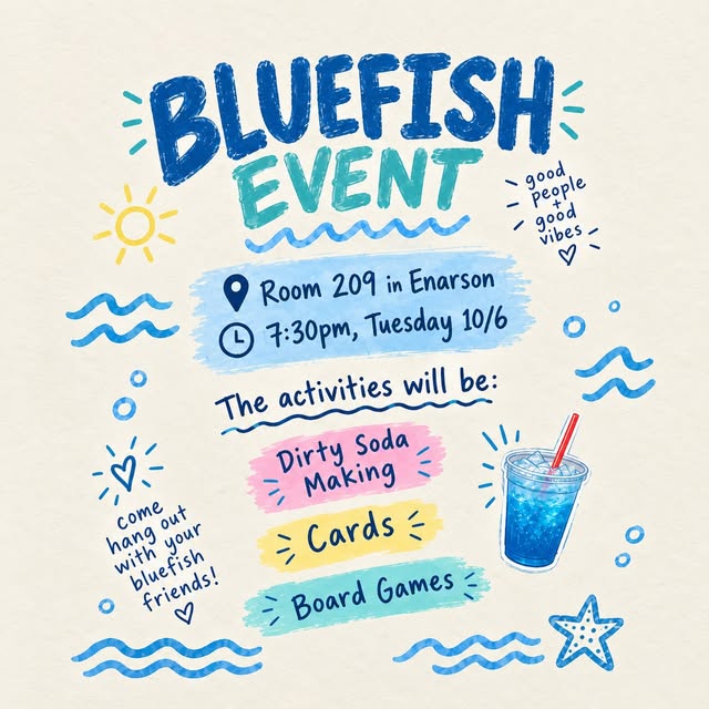 Bluefish Event: Dirty Soda Making Night event flyer from @bluefish_osu