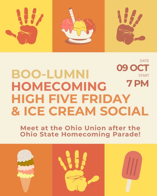 Boo-lumni Homecoming Celebration: High Five Friday & Ice Cream Social event flyer from @booradleyosu