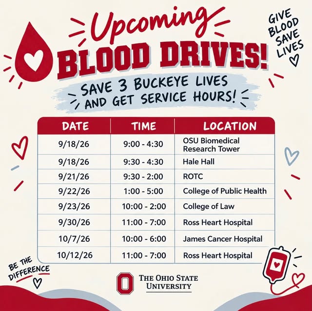 Blood Drive event flyer from @buckeyebloodosu