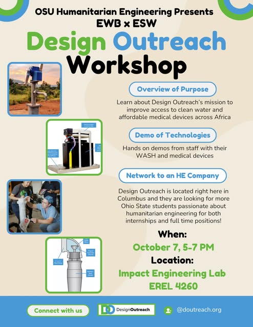 Design Outreach Workshop event flyer from @ewb_ohiostate