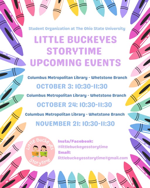Little Buckeyes Storytime - October 24, 2026 event flyer from @littlebuckeyesstorytime