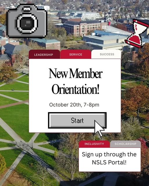 New Member Orientation event flyer from @nsls.tosu