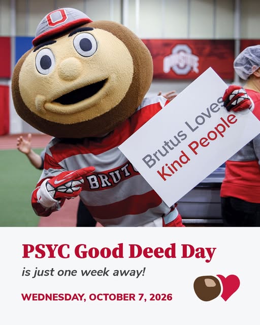 PSYC Good Deed Day Table at Ohio Union event flyer from @ohiostatepsych