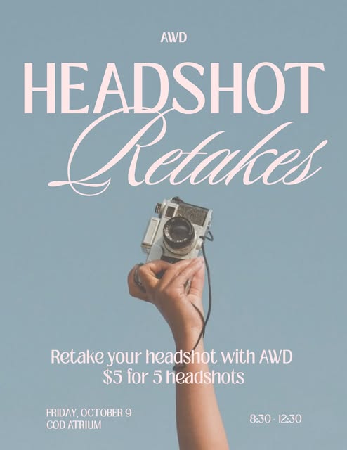 Headshot Retakes event flyer from @osu_awd