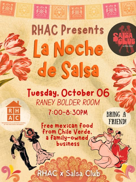 La Noche de Salsa event flyer from @osu_rhac