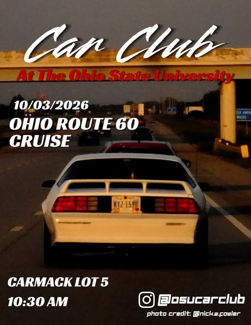 Track Day at Mid-Ohio Spirits Car Course event flyer from @osucarclub