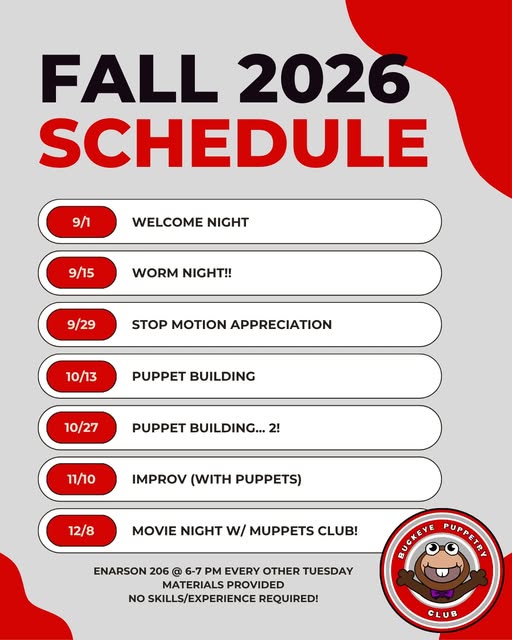 PUPPET BUILDING event flyer from @osupuppetryclub