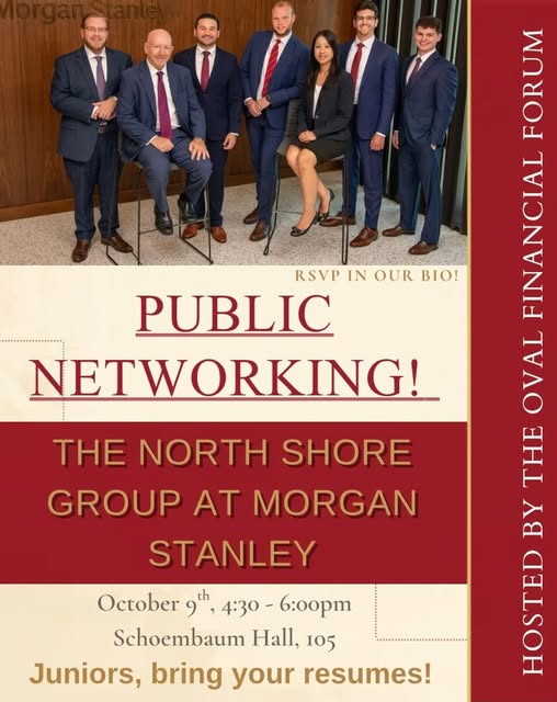 Public Networking! The North Shore Group at Morgan Stanley event flyer from @ovalfinancialforum