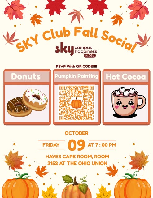 SKY Campus Happiness Fall Social event flyer from @skyatosu