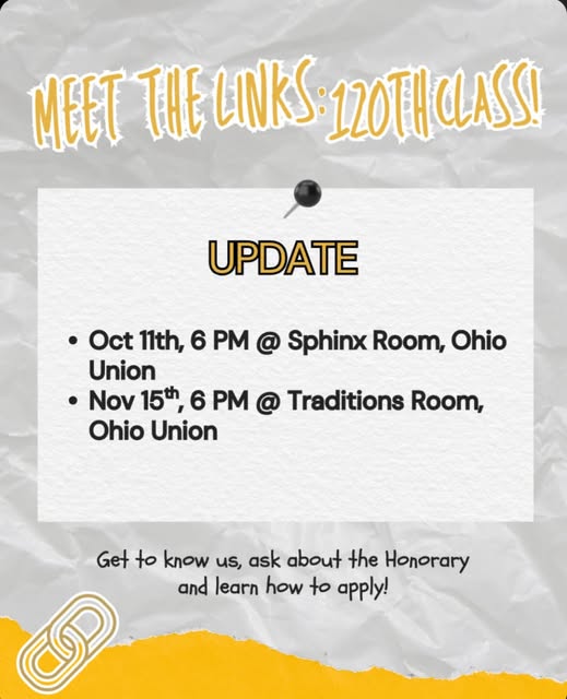 Meet the Links: 120th Class event flyer from @sphinxosu