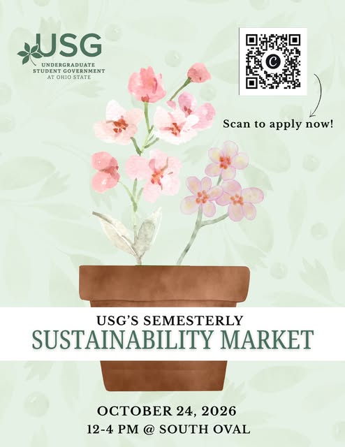 USG's Semesterly Sustainability Market event flyer from @sustaintrain_osu
