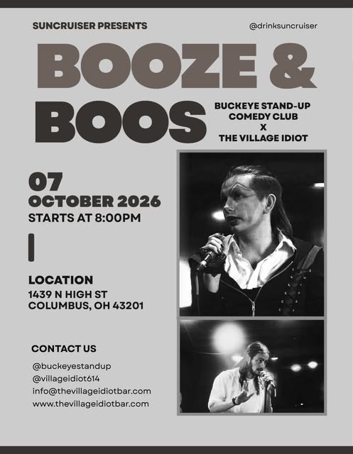 Booze & Boos event flyer from @villageidiot614