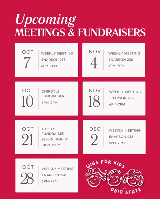 Weekly Meeting - Enarson 238 event flyer from @wigsforkidsosu